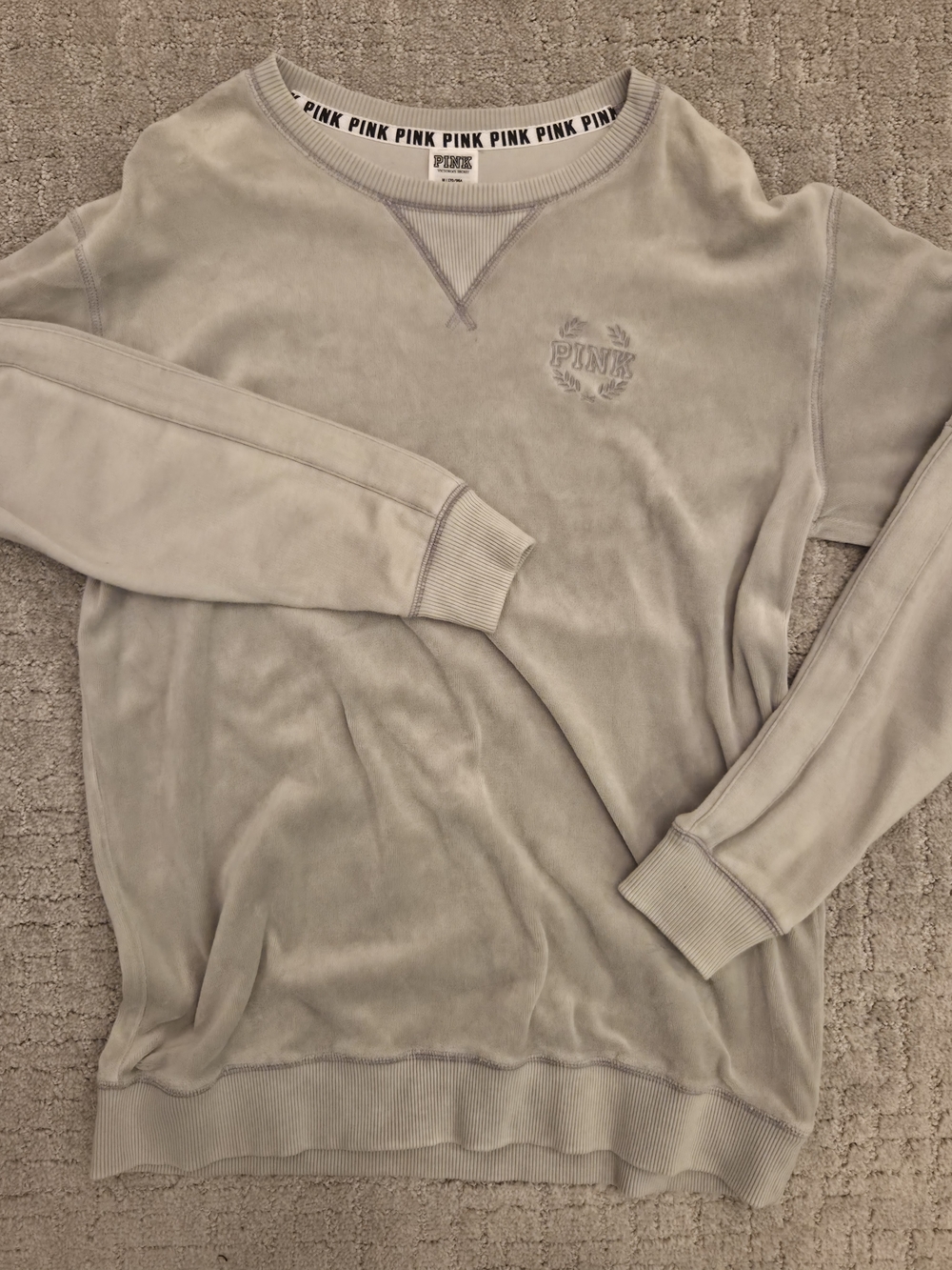 PINK Victorias Secret Beige Velour Longline Crewneck Sweatshirt Medium